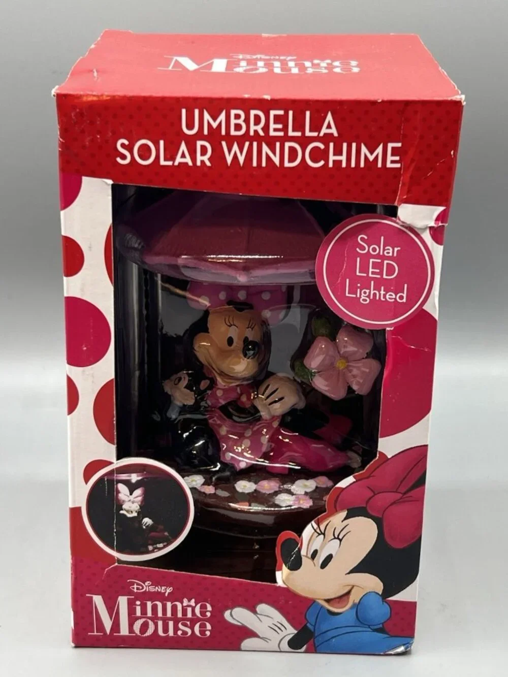 Disney Minnie Mouse 26” Umbrella LED Solar Windchime Lights at Night